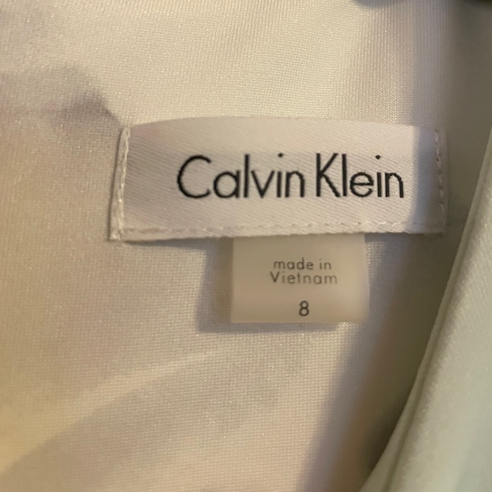 Calvin Klein Mint Green Floral Sheath Scoop Neck Dress 8 Business Career Party - Picture 6 of 7